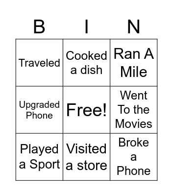 Test Bingo Card