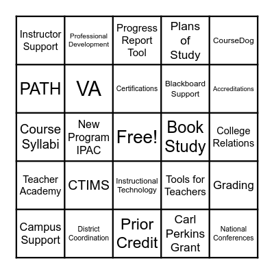 Instructional Services Bingo Card