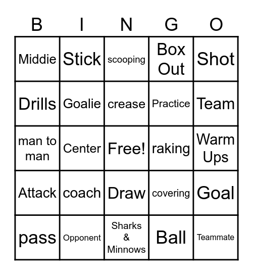 Lacrosse Bingo Card