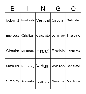 Bingo Card