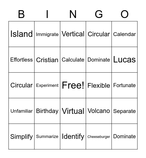 Bingo Card