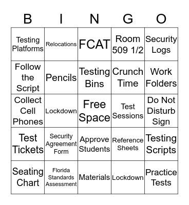 We LOVE Testing! Bingo Card