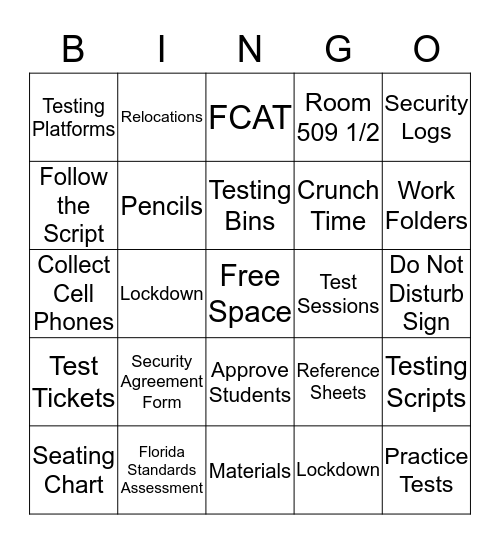 We LOVE Testing! Bingo Card