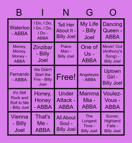 Billabbael Bingo by Luke and Quintin Bingo Card