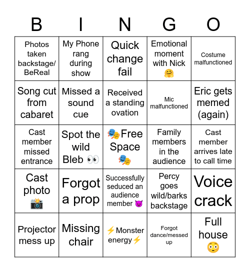 That’s Entertainment: Now & Then Bingo Card