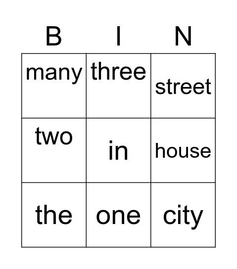 #1 One City Bingo Card