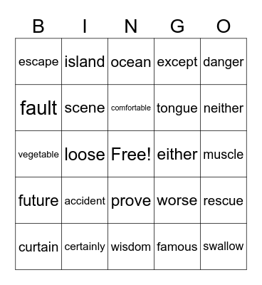 2R Bingo Card
