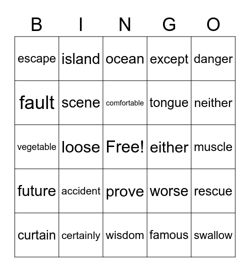 2R Bingo Card