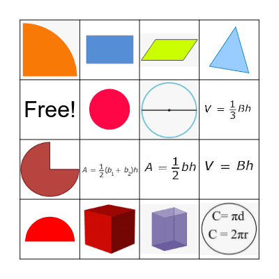 Loteria- Area and Volume Bingo Card