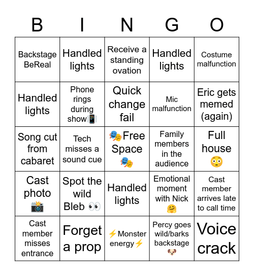 That’s Entertainment: Now and Then Bingo Card