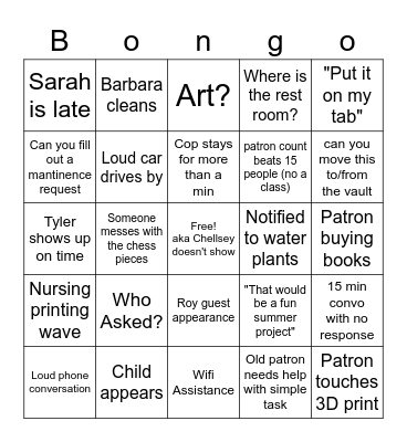 No hard feelings Bingo Card