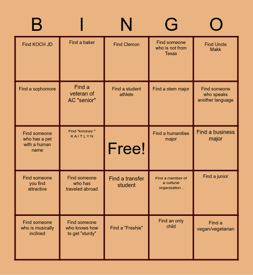 TMP Bingo Card