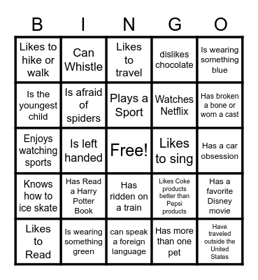 Get to Know You Bingo Card