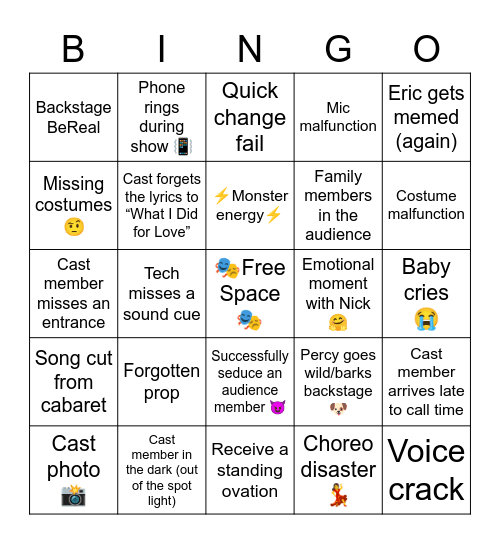 That’s Entertainment: Now and Then Bingo Card