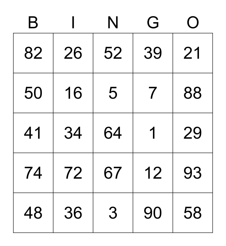 Tapestry Ridge Bingo Card