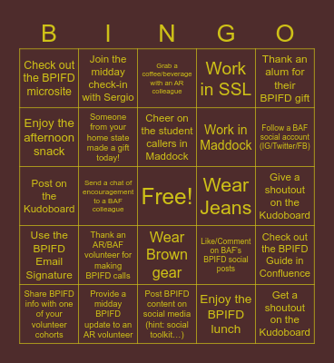 Brunonians Pay It Forward Day 2023! Bingo Card