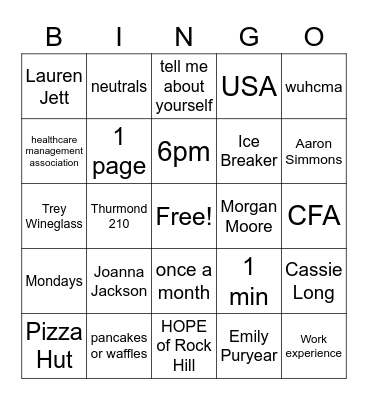 Healthcare Bingo Card