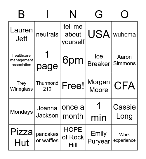 Healthcare Bingo Card