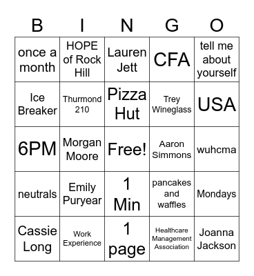 Healthcare Bingo Card