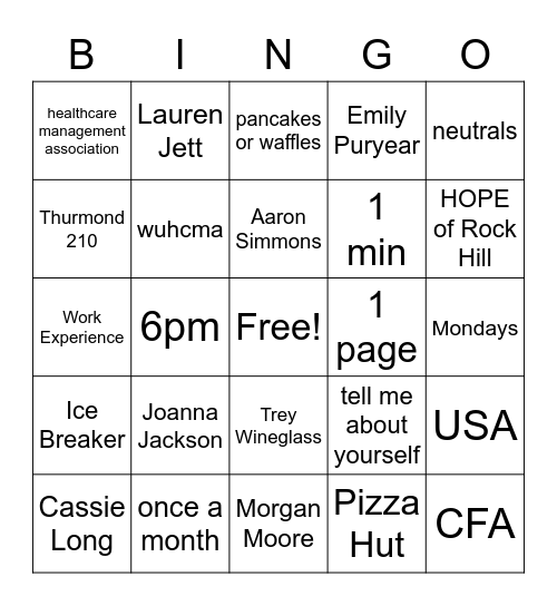 Healthcare Bingo Card