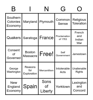 STAAR Review Bingo Card