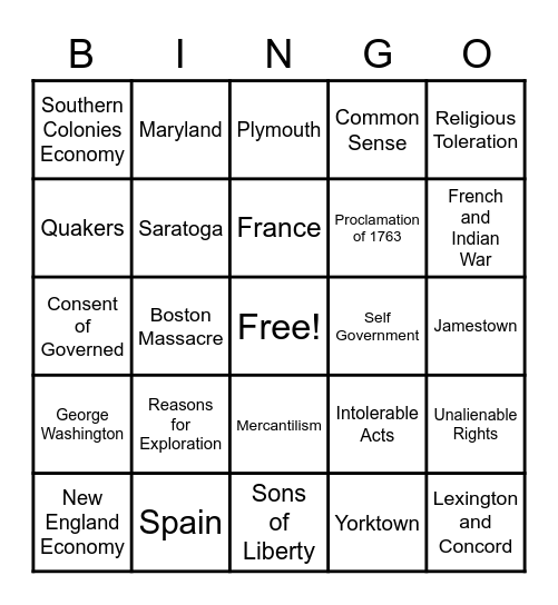 STAAR Review Bingo Card