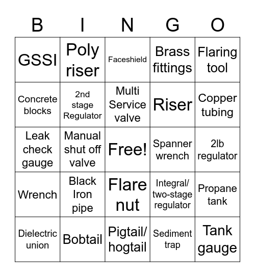 Service Bingo Card