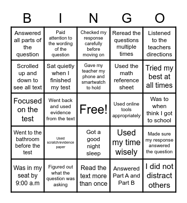 MCAP Bingo Card