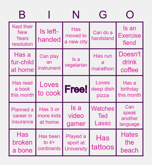 BEAZLEY BINGO Card