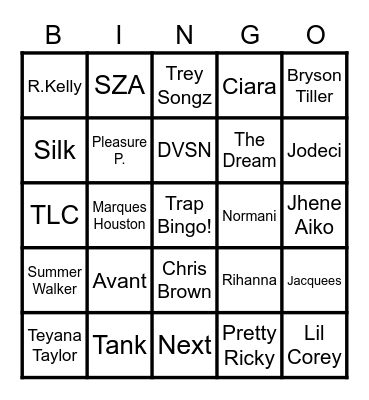 SLOW JAMS Bingo Card