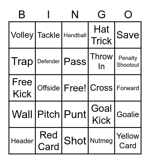 Soccer Bingo Card