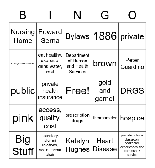 Healthcare Bingo Card