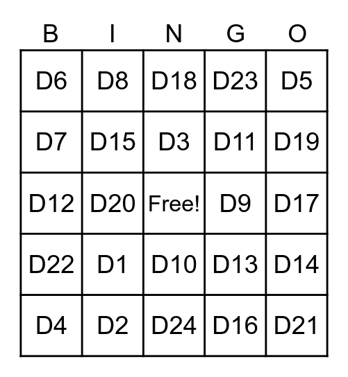 DISTRICT BINGO Card