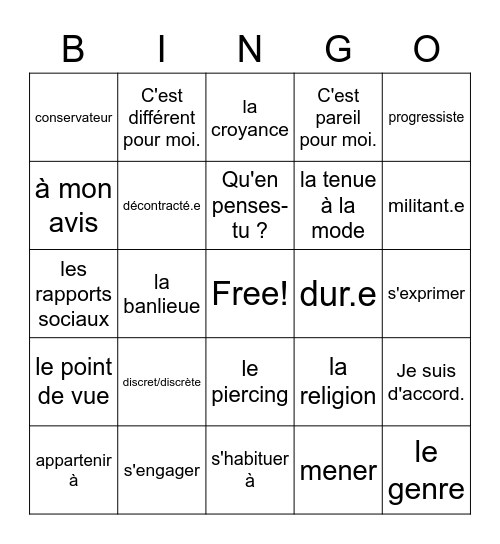 J. Bowers - EC 3 Ch. 5 CDO 1: Mon identité Bingo Card