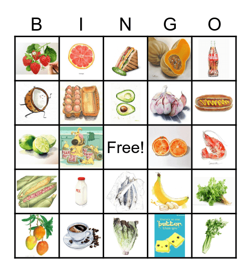 Las comidas Bingo Card