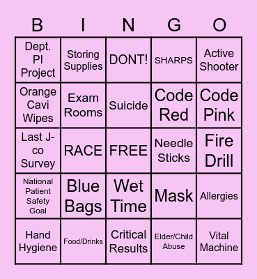 Joint Commission BINGO Card