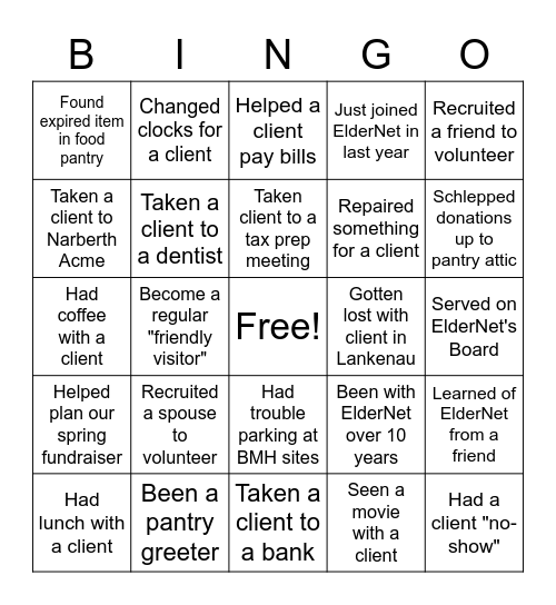 Find a Fellow Volunteer Who Has... Bingo Card