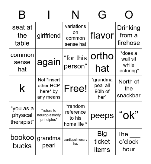 Neuro with Ben Bingo Card
