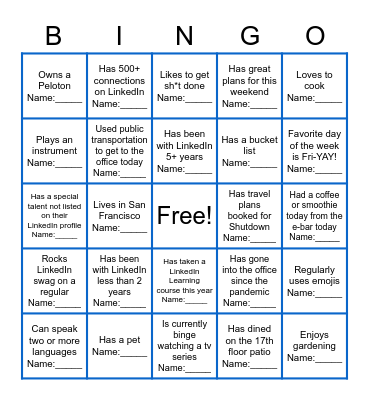 Find someone who... Bingo Card