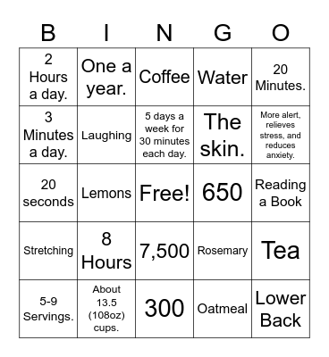 Safety Bingo Card