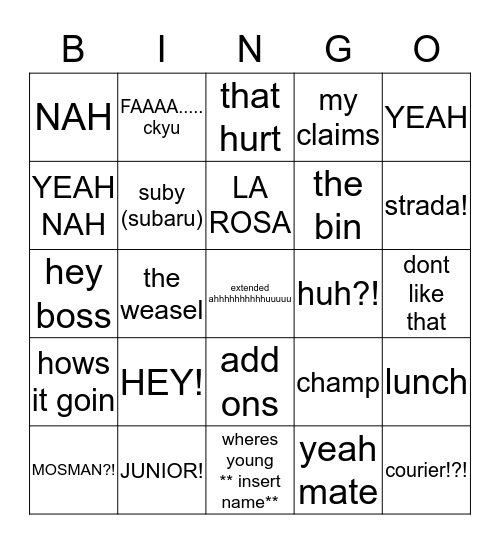 Crandle bingo  Bingo Card