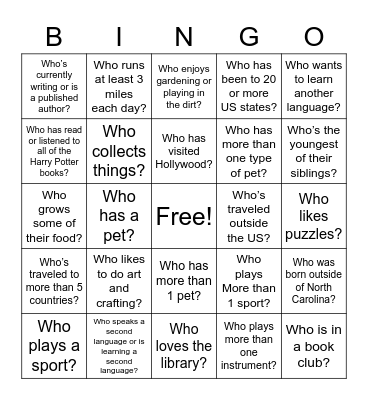 DCoL Staff Bingo Card