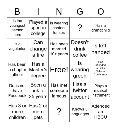 F R I E N D S H I P Bingo Card