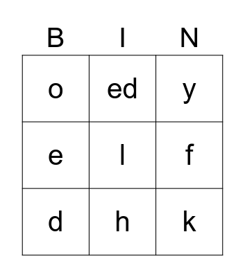 PHONICS BINGO Card