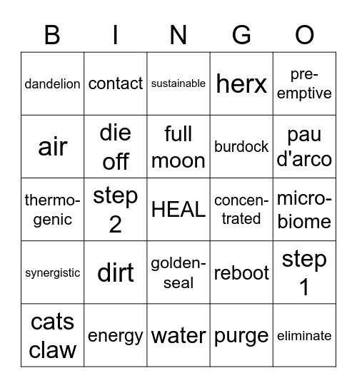 SPRING CLEAN BINGO: Flush 🪱 Parasites 🪱  and Heal Bingo Card