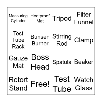 Science Equipment BINGO Card