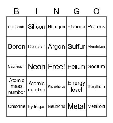 Element Bingo Card