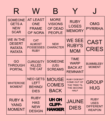 RWBY V9 FINALE Bingo Card