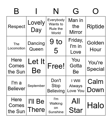 Grandparent's Day Bingo Card