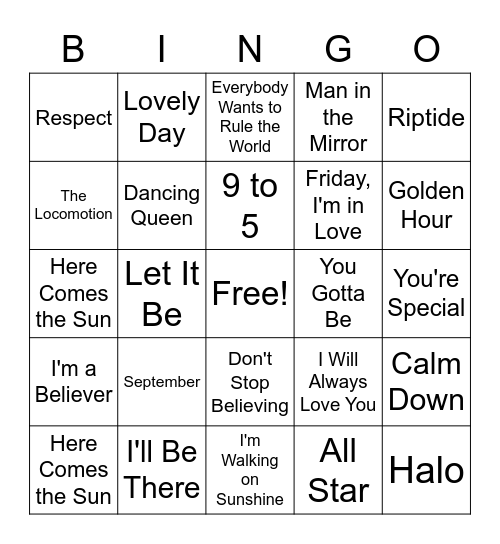 Grandparent's Day Bingo Card